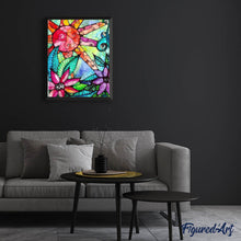Afbeelding in Gallery-weergave laden, Diamond Painting - Bloemen en zon gebrandschilderd glas Diamond Painting Bloemen, bloemen