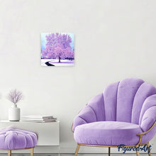 Afbeelding in Gallery-weergave laden, Diamond Painting - Roze boom in de sneeuw Diamond Painting Landschappen, landschappen, bomen, winter