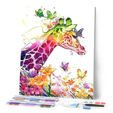 Afbeelding in Gallery-weergave laden, Diamond Painting - Kleurrijke Giraf dieren, Diamond Painting Dieren, giraffen