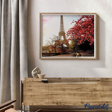 Afbeelding in Gallery-weergave laden, Diamond Painting - Eiffeltoren en rode bloemen steden, Diamond Painting Steden, bomen