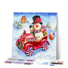 Afbeelding in Gallery-weergave laden, Diamond Painting - Sneeuwpop in zijn auto Diamond Painting Andere, ander, winter
