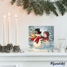 Afbeelding in Gallery-weergave laden, Diamond Painting - Sneeuwmannen paar Diamond Painting Landschappen, landschappen, winter