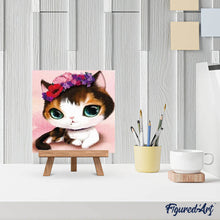 Afbeelding in Gallery-weergave laden, Diamond Painting - Kat met groene ogen dieren, katten, Diamond Painting Dieren