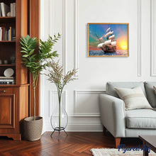 Afbeelding in Gallery-weergave laden, Diamond Painting - Zeilboot bij Daybreak Diamond Painting Schepen, schepen