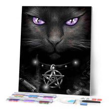 Afbeelding in Gallery-weergave laden, Diamond Painting - Kat met paarse ogen dieren, katten, Diamond Painting Dieren
