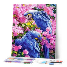 Afbeelding in Gallery-weergave laden, Diamond Painting - Blauwe papegaaien dieren, vogels, Diamond Painting Dieren, Diamond Painting Bloemen, bloemen, papegaaien