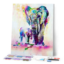 Afbeelding in Gallery-weergave laden, Diamond Painting - Olifant en kalf dieren, Diamond Painting Dieren, olifanten