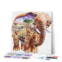Afbeelding in Gallery-weergave laden, Diamond Painting - Olifant landschap dieren, Diamond Painting Dieren, olifanten, landschappen