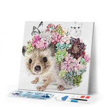 Afbeelding in Gallery-weergave laden, Diamond Painting - Egel en bloemen dieren, Diamond Painting Dieren, bloemen, egels
