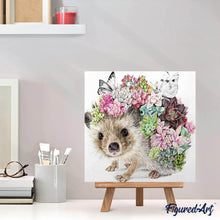 Afbeelding in Gallery-weergave laden, Diamond Painting - Egel en bloemen dieren, Diamond Painting Dieren, bloemen, egels