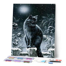 Afbeelding in Gallery-weergave laden, Diamond Painting - Kat in de sneeuw dieren, katten, Diamond Painting Dieren, winter