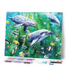 Afbeelding in Gallery-weergave laden, Diamond Painting - Dolfijnen onder water dieren, Diamond Painting Dieren, dolfijnen