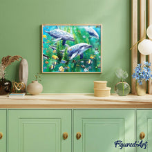 Afbeelding in Gallery-weergave laden, Diamond Painting - Dolfijnen onder water dieren, Diamond Painting Dieren, dolfijnen