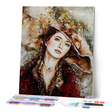 Afbeelding in Gallery-weergave laden, Diamond Painting - Vrouw met hoed Diamond Painting Romantiek, romantiek