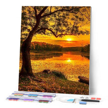 Afbeelding in Gallery-weergave laden, Diamond Painting - Meer bij zonsondergang Diamond Painting Landschappen, landschappen