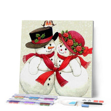 Afbeelding in Gallery-weergave laden, Diamond Painting - Liefhebbers van sneeuwmannen Diamond Painting Romantiek, romantiek, winter