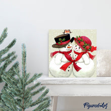 Afbeelding in Gallery-weergave laden, Diamond Painting - Liefhebbers van sneeuwmannen Diamond Painting Romantiek, romantiek, winter