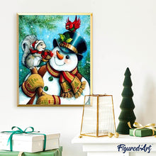 Afbeelding in Gallery-weergave laden, Diamond Painting - Sneeuwmannen en kleine vrienden dieren, Diamond Painting Dieren, winter