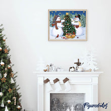 Afbeelding in Gallery-weergave laden, Diamond Painting - Sneeuwmannen en kerstboom dieren, Kerstmis, Diamond Painting Dieren, winter