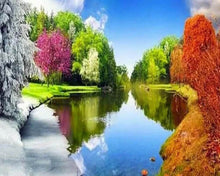 Afbeelding in Gallery-weergave laden, Diamond Painting - Reflectiemeer in de zomer Diamond Painting Landschappen, landschappen