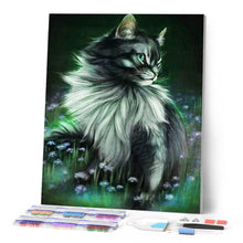Afbeelding in Gallery-weergave laden, Diamond Painting - Mooie kat in bloemen dieren, katten, Diamond Painting Dieren, bloemen