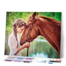 Afbeelding in Gallery-weergave laden, Diamond Painting - Meisje en paard dieren, Diamond Painting Dieren, paarden