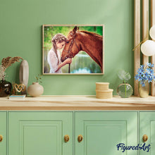 Afbeelding in Gallery-weergave laden, Diamond Painting - Meisje en paard dieren, Diamond Painting Dieren, paarden