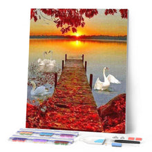 Afbeelding in Gallery-weergave laden, Diamond Painting - Houten ponton en zonsondergang Diamond Painting Landschappen, landschappen
