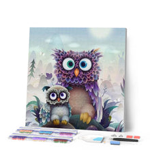 Afbeelding in Gallery-weergave laden, Diamond Painting - Uil en baby dieren, Diamond Painting Dieren, uilen