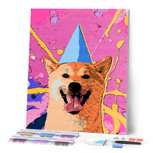 Afbeelding in Gallery-weergave laden, Diamond Painting - Glimlachende hond pop-art 40x50cm reeds ingelijst