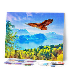 Afbeelding in Gallery-weergave laden, Diamond Painting - Adelaar en Zwitsers landschap 40x50cm reeds ingelijst
