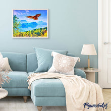 Afbeelding in Gallery-weergave laden, Diamond Painting - Adelaar en Zwitsers landschap 40x50cm reeds ingelijst