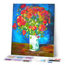 Afbeelding in Gallery-weergave laden, Diamond Painting - Vaas met klaprozen - Van Gogh 40x50cm reeds ingelijst