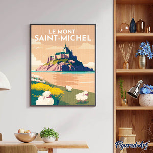 Diamond Painting - Reisposter Mont Saint-Michel reeds ingelijst