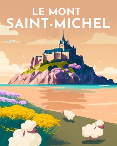 Diamond Painting - Reisposter Mont Saint-Michel reeds ingelijst