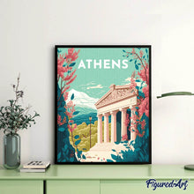 Afbeelding in Gallery-weergave laden, Diamond Painting - Reisposter Athene reeds ingelijst
