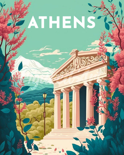 Diamond Painting - Reisposter Athene reeds ingelijst