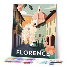 Afbeelding in Gallery-weergave laden, Diamond Painting - Reisposter Florence reeds ingelijst