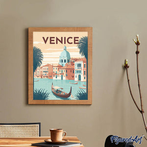 Diamond Painting - Reisposter Venetië reeds ingelijst