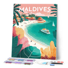 Afbeelding in Gallery-weergave laden, Diamond Painting - Reisposter Maldiven