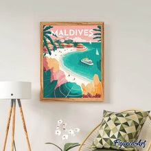 Afbeelding in Gallery-weergave laden, Diamond Painting - Reisposter Maldiven