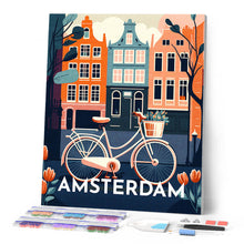 Afbeelding in Gallery-weergave laden, Diamond Painting - Reisposter Amsterdam reeds ingelijst