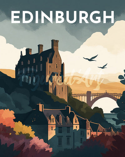 Diamond Painting - Reisposter Edinburgh reeds ingelijst
