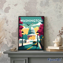 Afbeelding in Gallery-weergave laden, Diamond Painting - Reisposter Washington