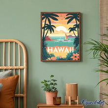Afbeelding in Gallery-weergave laden, Diamond Painting - Reisposter Hawaï reeds ingelijst