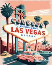 Afbeelding in Gallery-weergave laden, Diamond Painting - Reisposter Las Vegas reeds ingelijst