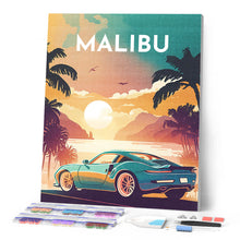 Afbeelding in Gallery-weergave laden, Diamond Painting - Reisposter Malibu