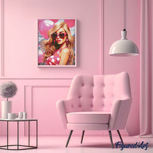 Afbeelding in Gallery-weergave laden, Diamond Painting - Roze Ballonnen en de Diva 40x50cm reeds ingelijst