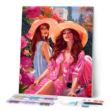 Afbeelding in Gallery-weergave laden, Diamond Painting - Zussen in een Roze Tuin