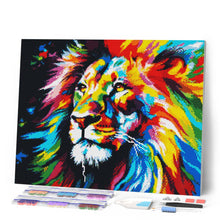 Afbeelding in Gallery-weergave laden, Diamond Painting - Kleurrijke Abstracte Leeuw 40x50cm reeds ingelijst